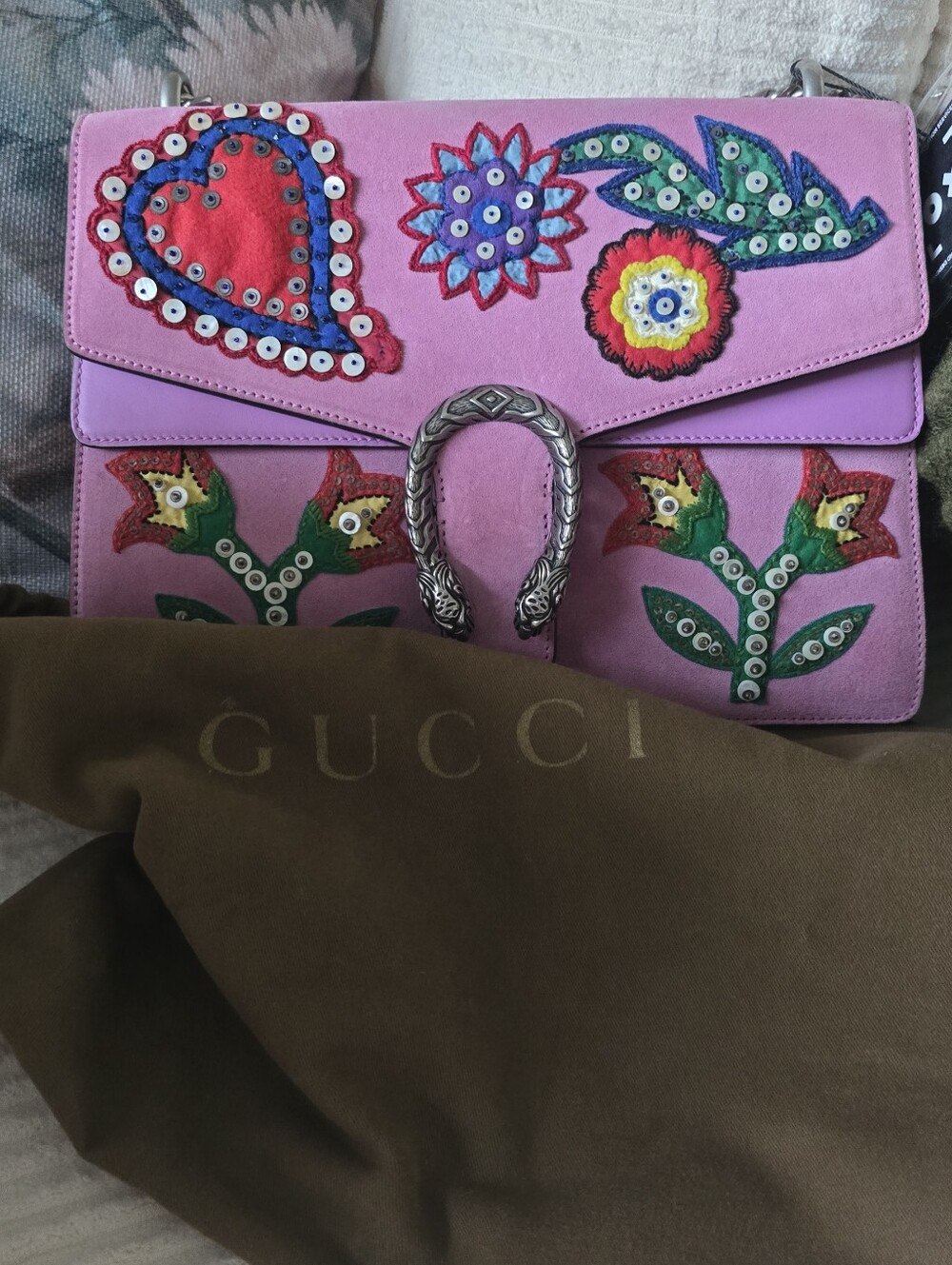 Gucci Dionysus Limited Edition With Embellished Pink Suede